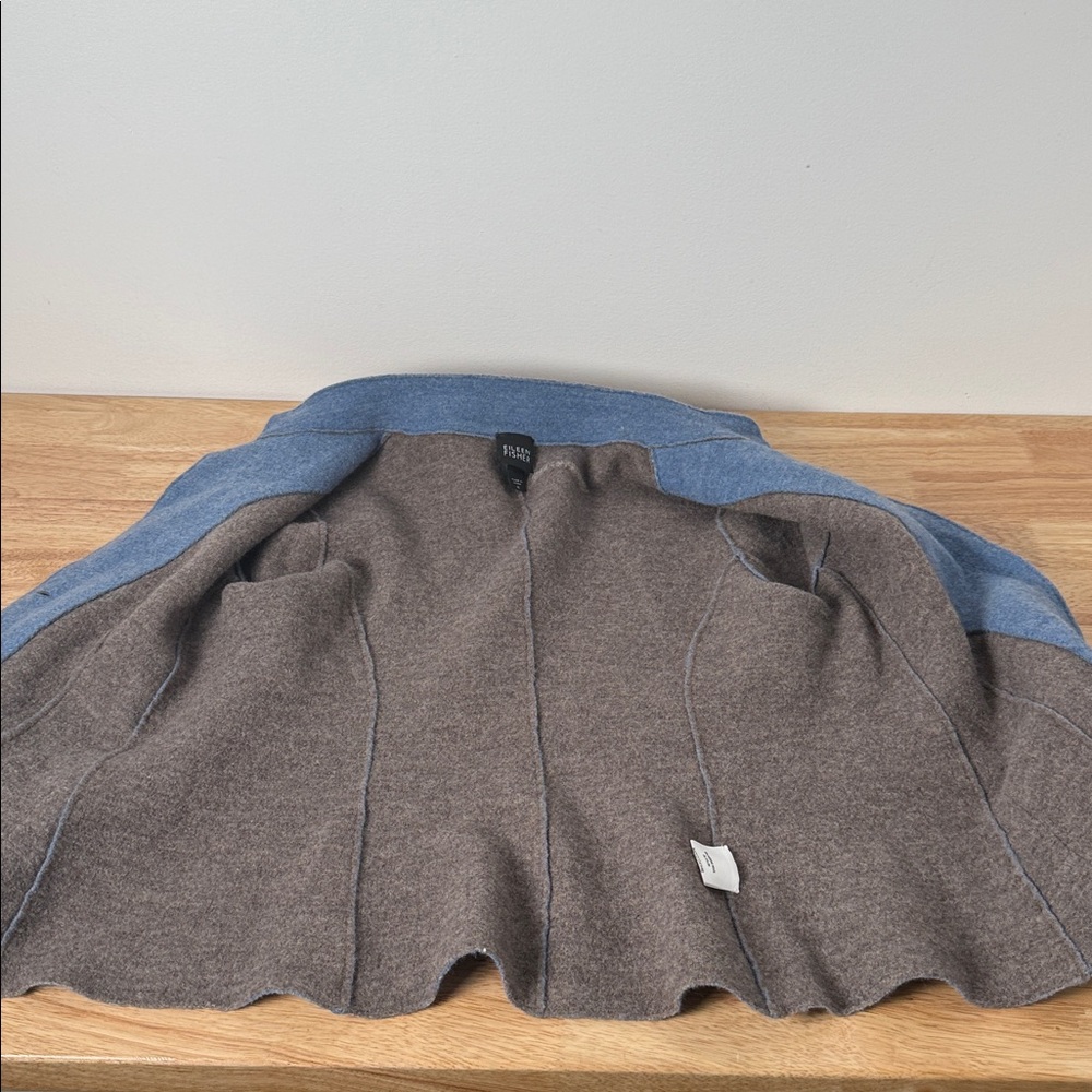 EILEEN FISHER 96% MERINO WOOL Blue Button-Up Jacket - Picture 12 of 16